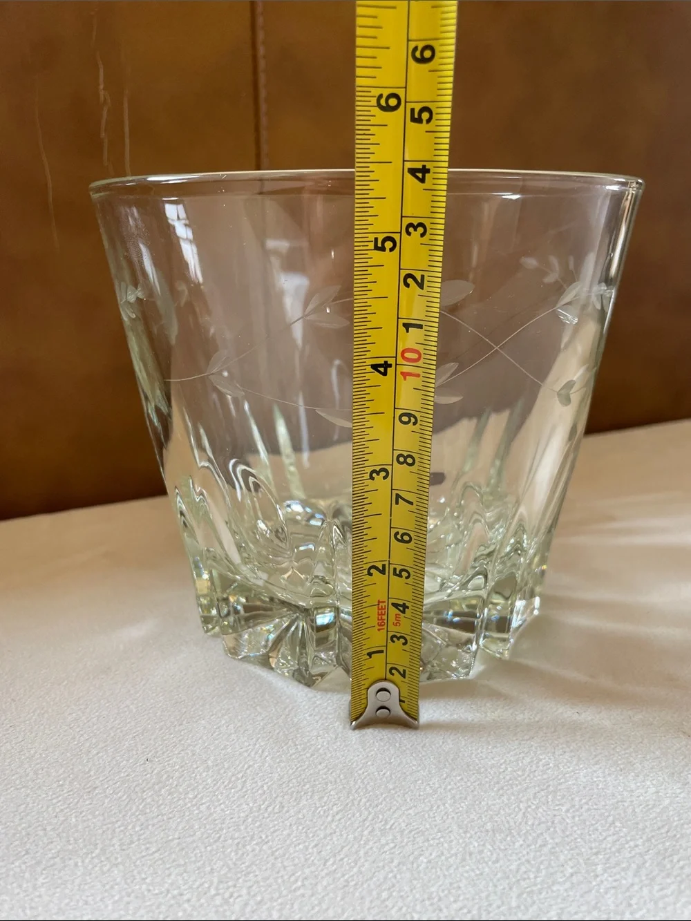 Vintage Princess House Heritage Etched Crystal Ice Bucket Glass Bar Elegant